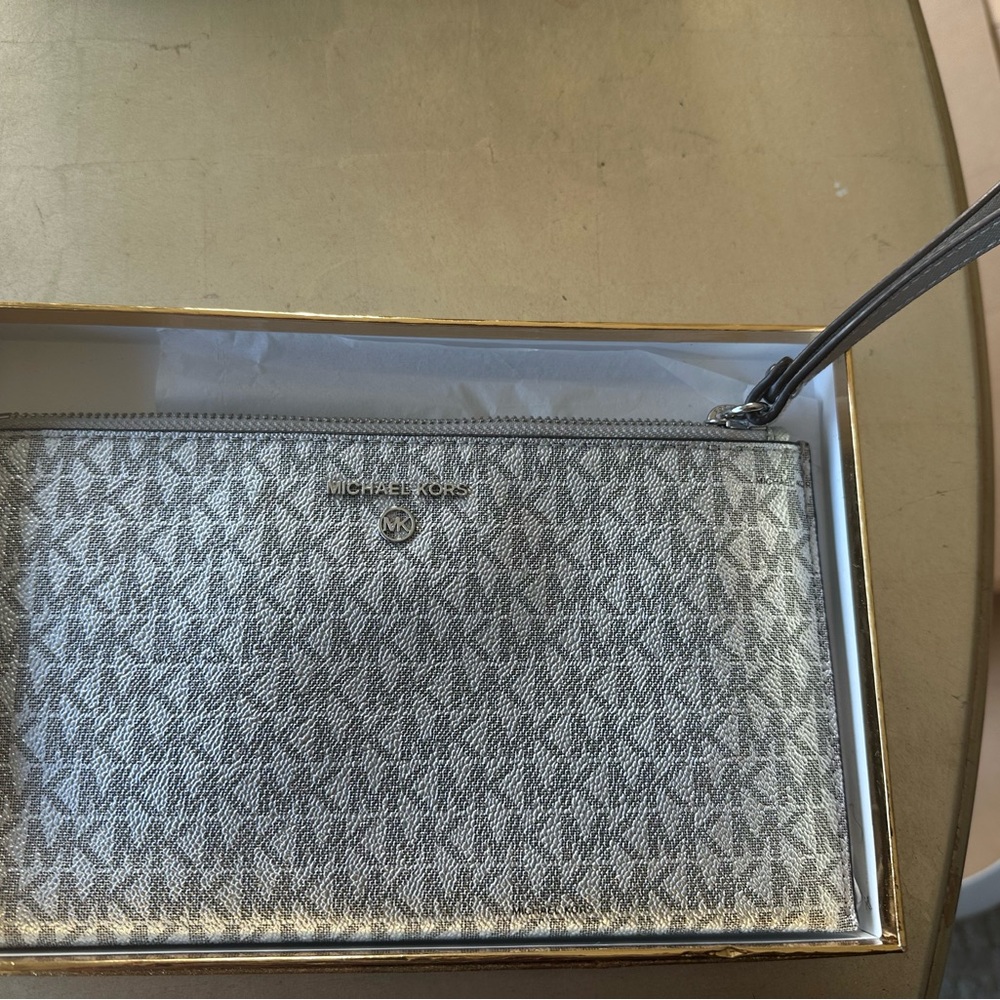 Michael Kors Silver Wristlet